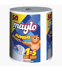 Prosoape de bucătărie MAYLO, 50 m, cu derulare centrală 1 rolă 2 pliuri , JUMBO 